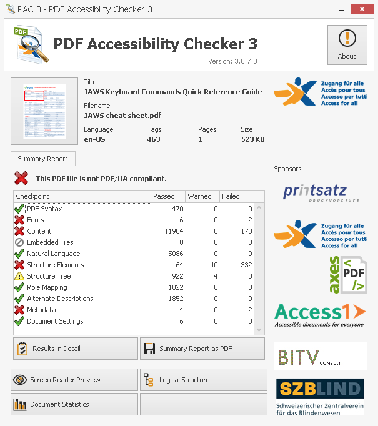 PDF Accessibility Checker window